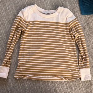 LOFT Striped Long Sleeve Tee - Cream & Mustard